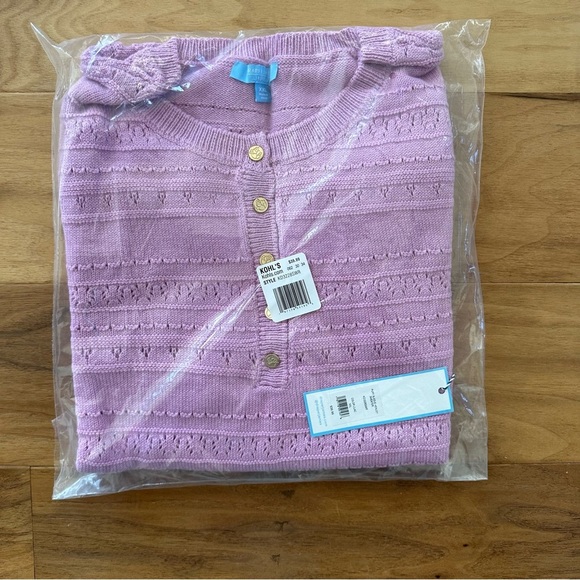 Brand New Women's Draper James Puff Sleeve Lilac Sweater, Size XXL, NWT - Picture 2 of 3